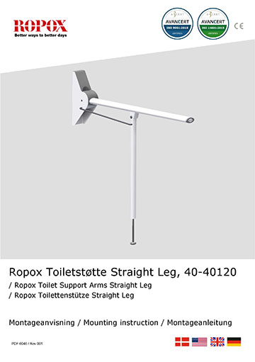 Ropox Installation manual for toilet support arms with a leg, Straight